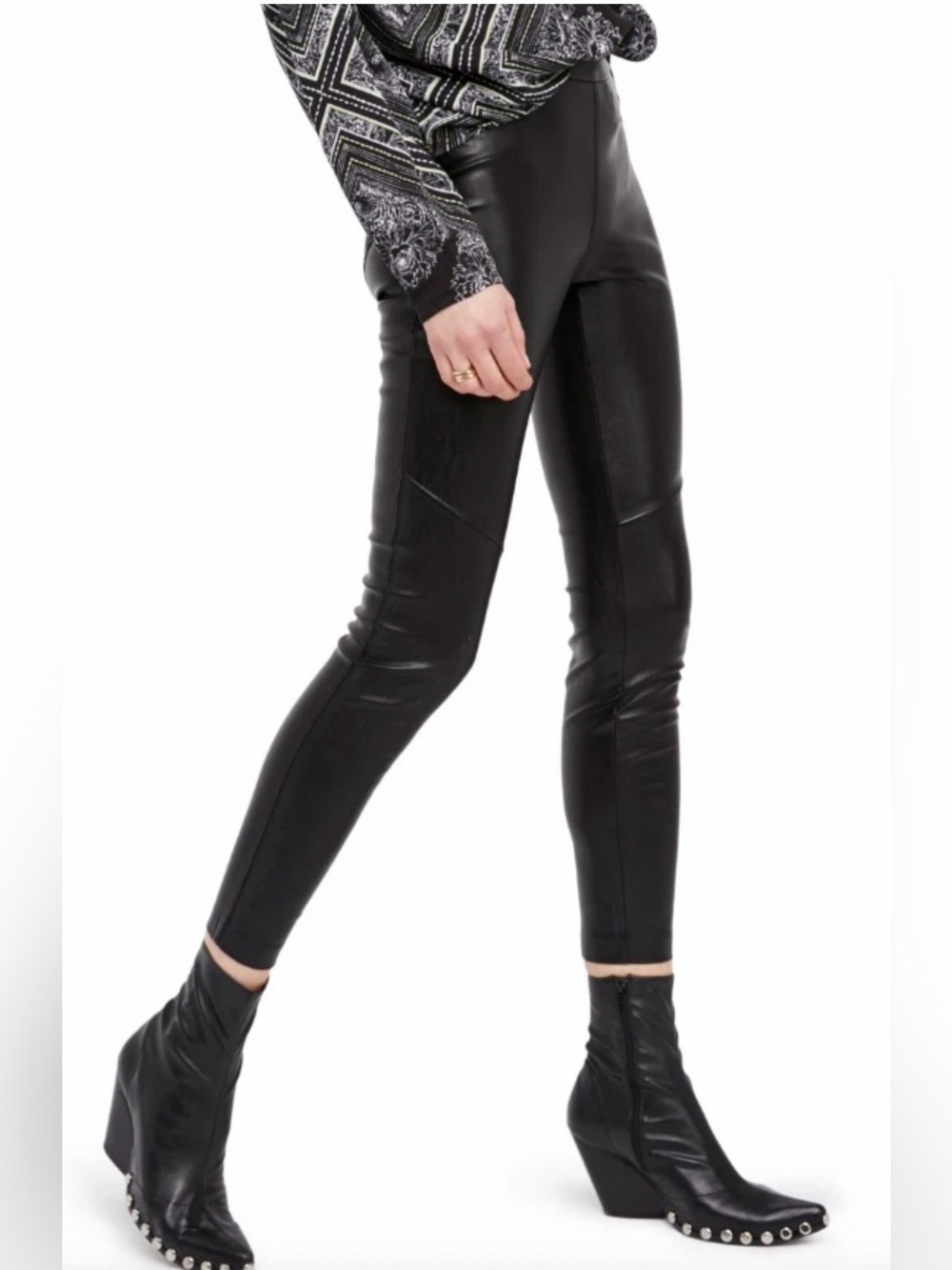 Free People Black Faux Leather Leggings Never let go faux leather leggings.